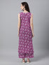 Purple Pure Cotton Floral Printed Straight Kurta Set